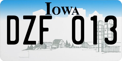 IA license plate DZF013