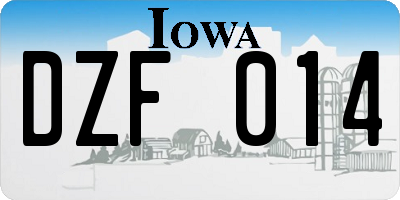 IA license plate DZF014