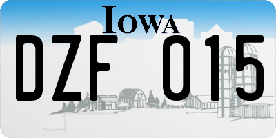 IA license plate DZF015