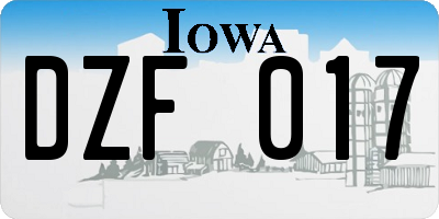 IA license plate DZF017