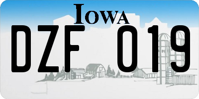 IA license plate DZF019