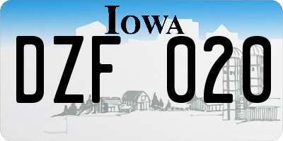 IA license plate DZF020