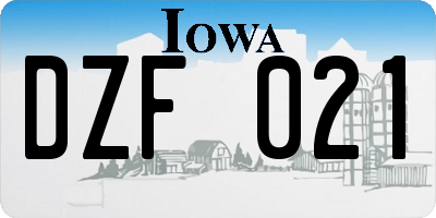 IA license plate DZF021