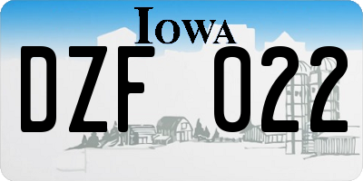 IA license plate DZF022