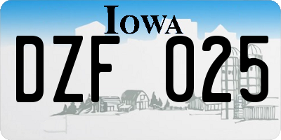 IA license plate DZF025