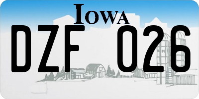 IA license plate DZF026