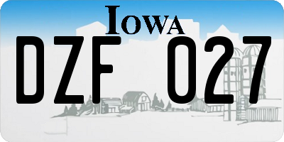 IA license plate DZF027