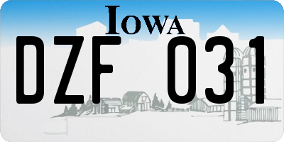 IA license plate DZF031