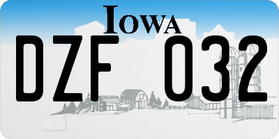 IA license plate DZF032