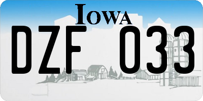 IA license plate DZF033