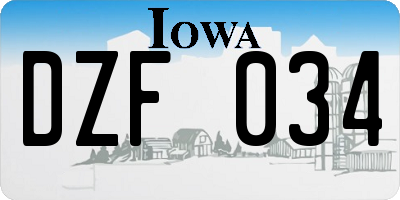 IA license plate DZF034