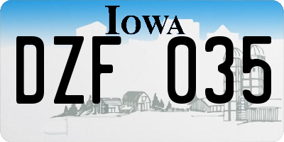 IA license plate DZF035