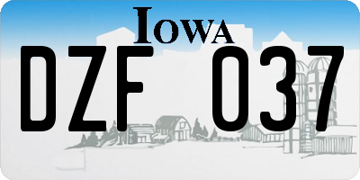 IA license plate DZF037