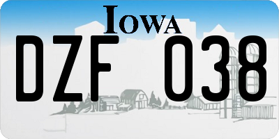 IA license plate DZF038