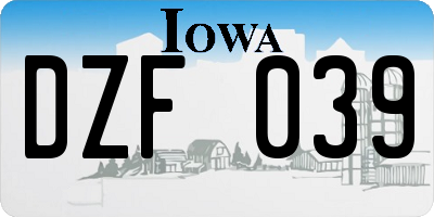 IA license plate DZF039