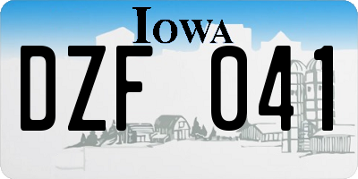 IA license plate DZF041