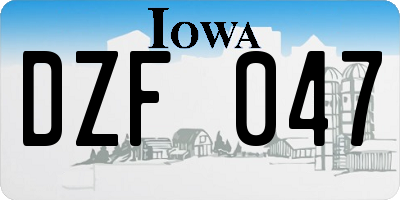 IA license plate DZF047