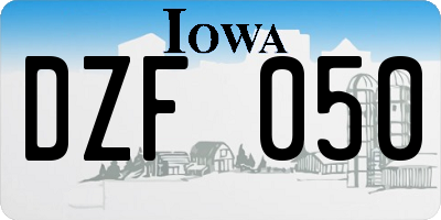 IA license plate DZF050