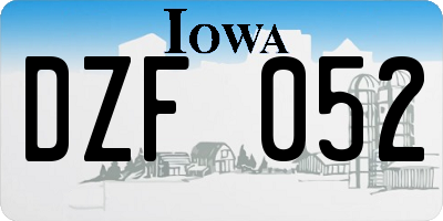 IA license plate DZF052