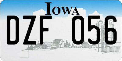 IA license plate DZF056