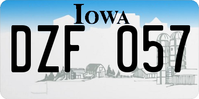 IA license plate DZF057