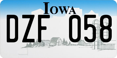 IA license plate DZF058