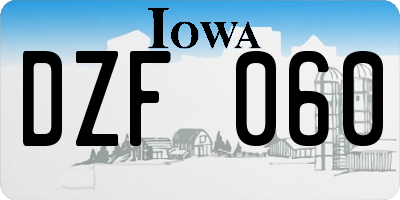 IA license plate DZF060