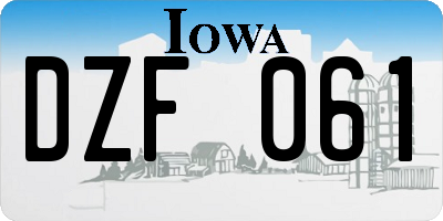 IA license plate DZF061