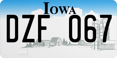 IA license plate DZF067