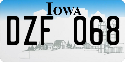 IA license plate DZF068