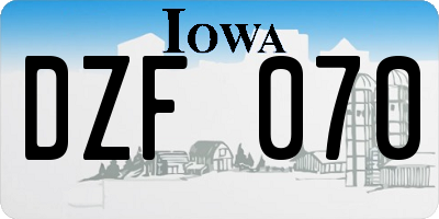 IA license plate DZF070