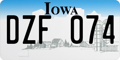 IA license plate DZF074