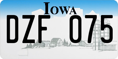 IA license plate DZF075
