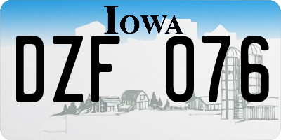 IA license plate DZF076
