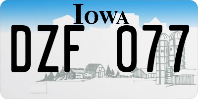 IA license plate DZF077