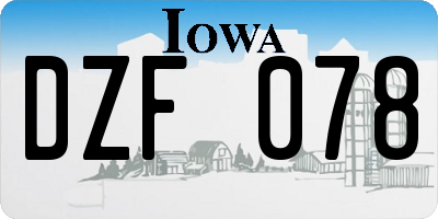 IA license plate DZF078