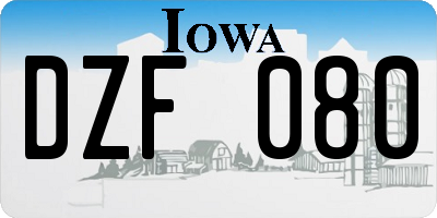 IA license plate DZF080