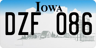 IA license plate DZF086