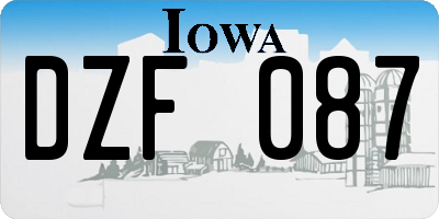 IA license plate DZF087