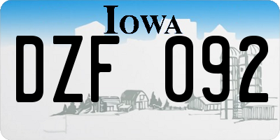 IA license plate DZF092