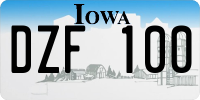 IA license plate DZF100