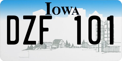 IA license plate DZF101