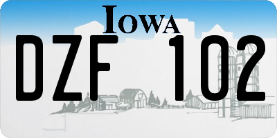IA license plate DZF102