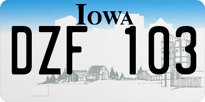 IA license plate DZF103