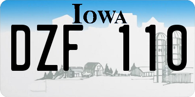 IA license plate DZF110