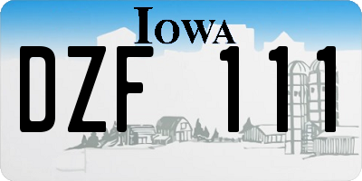 IA license plate DZF111