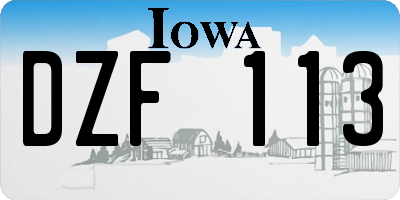 IA license plate DZF113