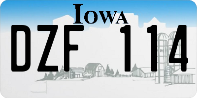 IA license plate DZF114