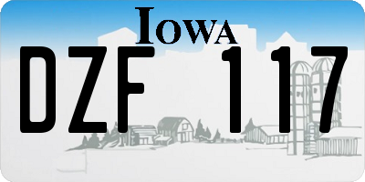 IA license plate DZF117