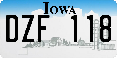 IA license plate DZF118